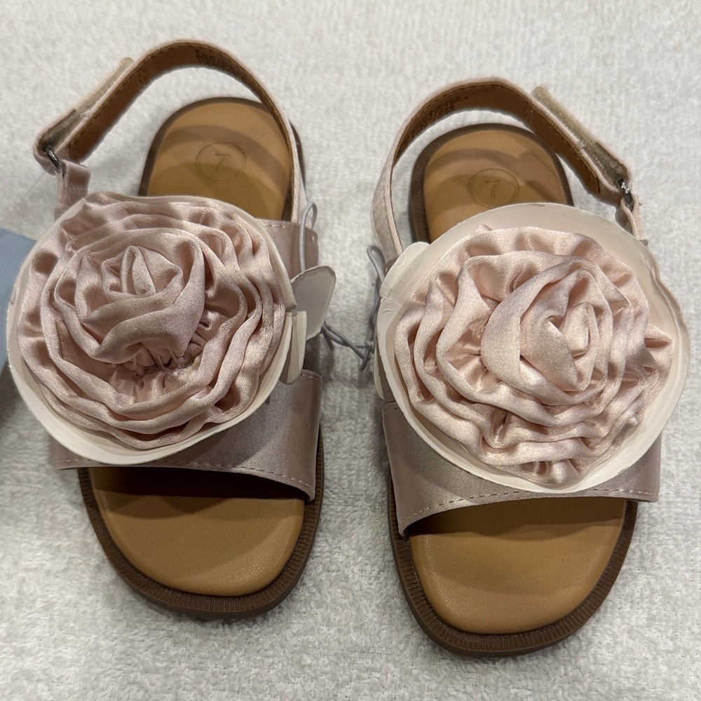 Cat & Jack Pink Floral Satin Toddler Sandals.